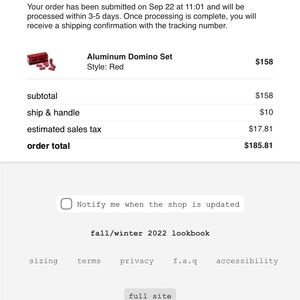 Supreme Aluminum Domino Set f/w 22